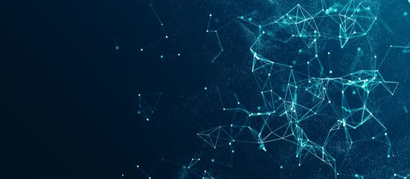 Abstract blue network of connected points and lines representing data flow